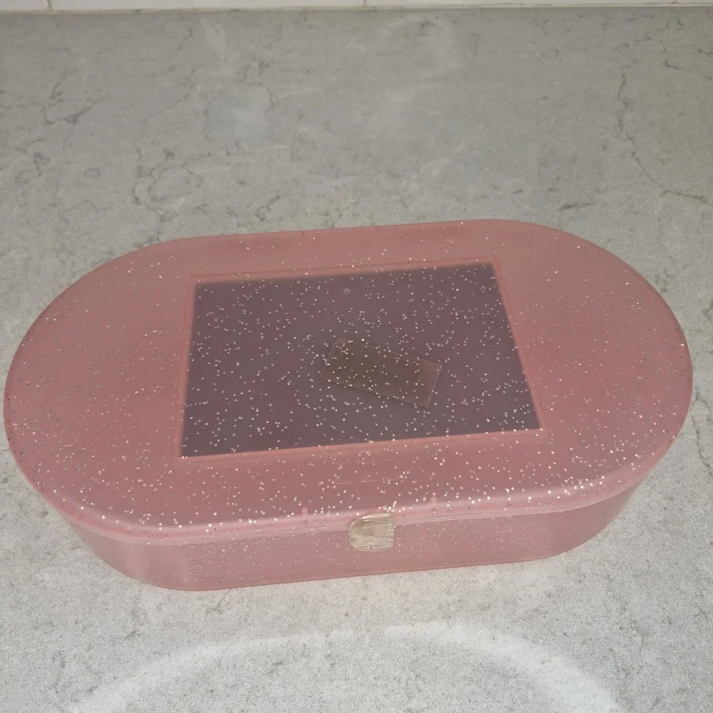 Rare Vtg Caboodles Jellies Large  Model 2642 Pink‎ Organizer Vanity Makeup Case